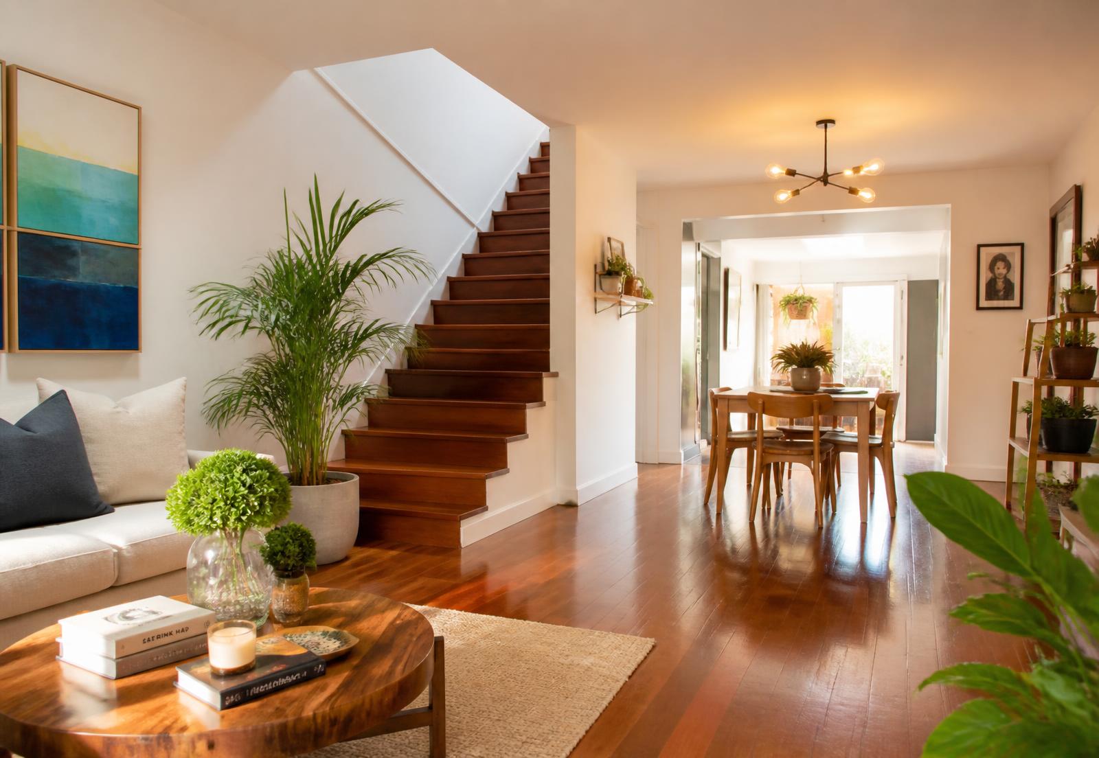 Sala de una casa remodelada en Guatemala con luz natural
